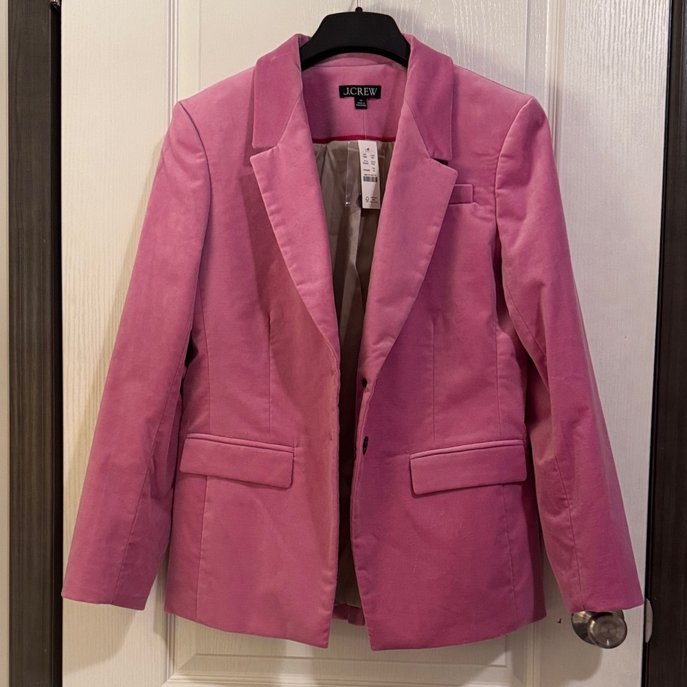 J.Crew Women’s Velvet Schoolboy Blazer Pink Size 10
